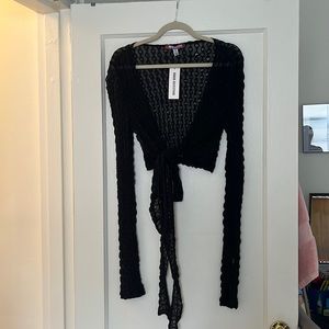 Urban Outfitters Mesh Wrap Front Tie Top